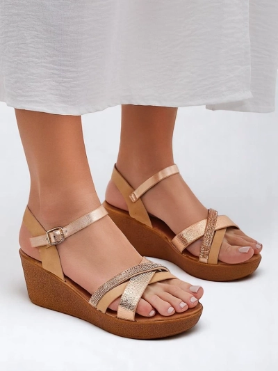 Royalfashion Dámské wedges sandály s kamínky a třpytkami Glittera