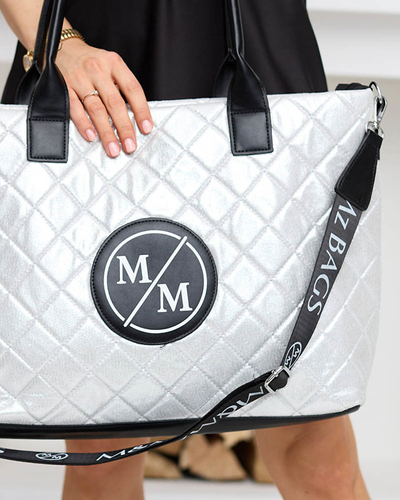 Dámská stříbrná prošívaná shopper kabelka se třpytkami - Doplňky