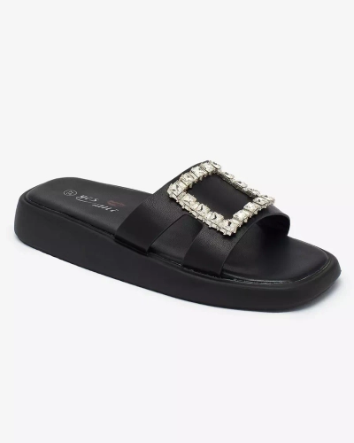 Royalfashion Černé dámské žabky s krystaly Telika