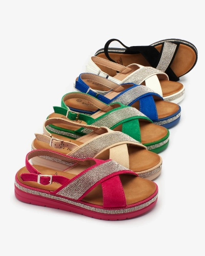 Royalfashion Béžové dámské sandály z ekokůže se zirkony Trikys