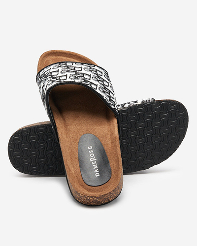 Чорні жіночі тапочки з тканинним поясом Rkieta - Взуття