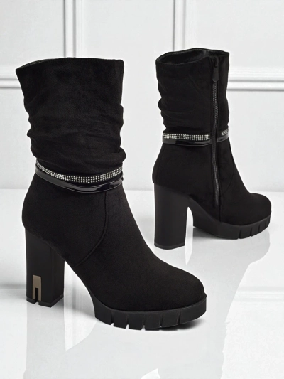 Dámské kotníkové boty eko semišové na sloupku BrambleDusk