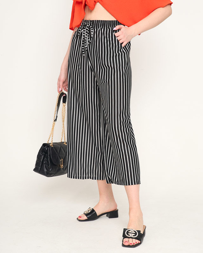 Černobílé pruhované dámské kalhoty - Oblečení