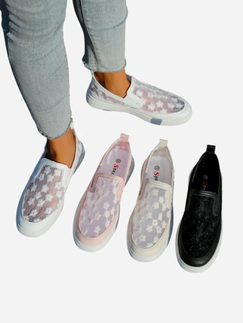 Royalfashion Жіночі мокасини з сітки з квітами Emzos