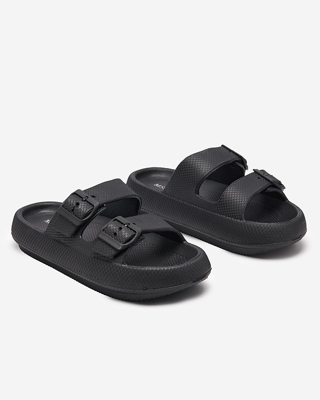 Dámské černé pantofle s přezkami Eckos - Obuv