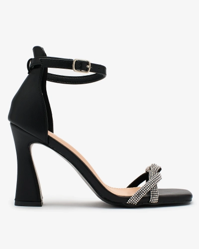 Royalfashion Černé dámské sandály Sparkle Step se zirkony
