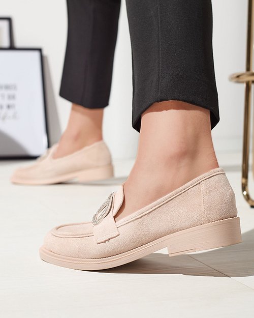 Бежеві жіночі мокасини з орнаментом Fogras- Footwear