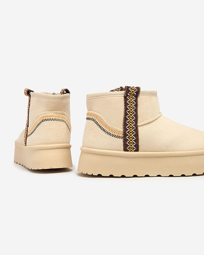 Royalfashion Dámské krátké kozačky a'la snow boots s ornamentem Erititta