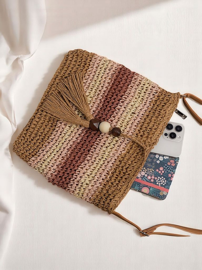 Royalfashion Маленька жіноча сумка з соломки в смужку Charm Mini
