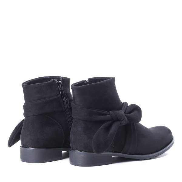 Czarne, zamszowe botki z kokardą Tabitha - Obuwie