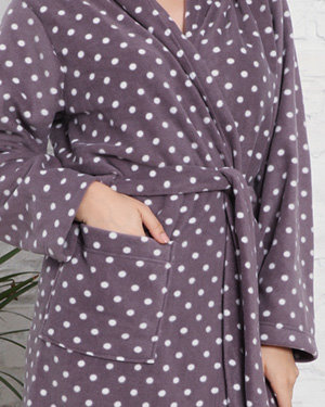М'який фіолетовий жіночий халат в горошок - Одяг