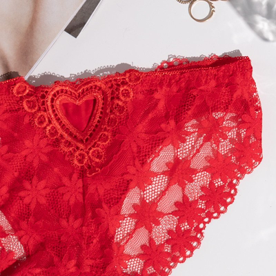 Мереживні жіночі труси в червоному кольорі - Нижня білизна