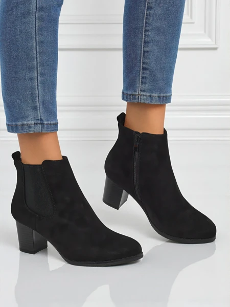 Botki damskie eko zamszowe na obcasie Velvet Trace