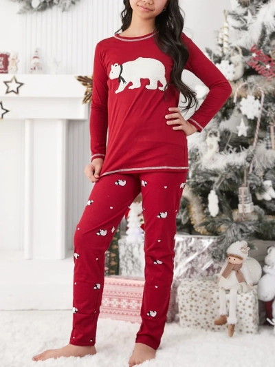 Royalfashion Різдвяні бавовняні піжами для дітей з полярним ведмедем