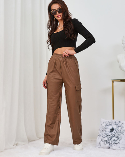 Жіночі бойові штани Royalfashion Brown з екошкіри