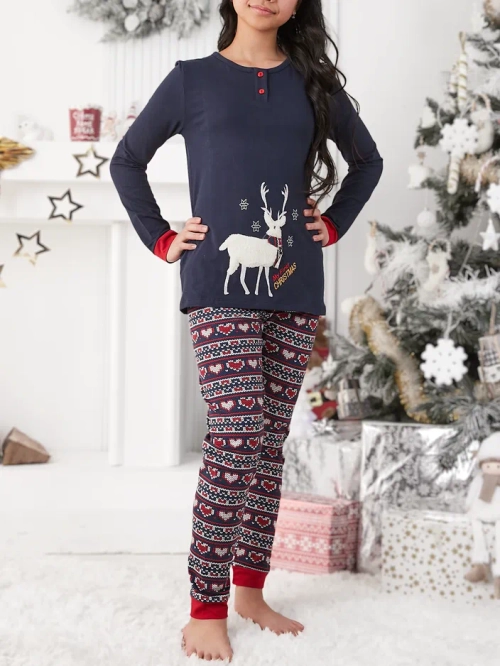 Royalfashion Різдвяні бавовняні дитячі піжами з полярним оленем