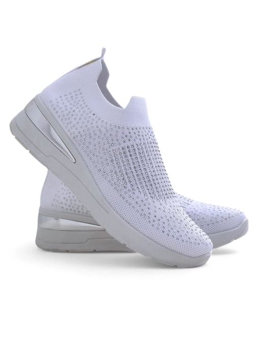 Королівська мода Жіночі снікери на платформі зі стразами Qelavise