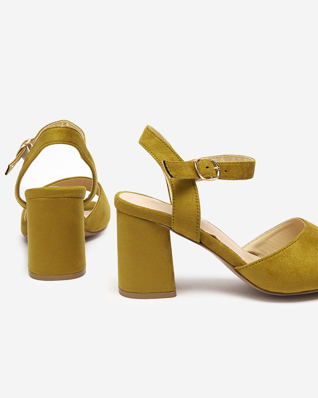 Zelené a žluté sandály na sloupku Elga - Obuv