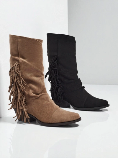 Dámské kovbojky na podpatku s třásněmi Selva