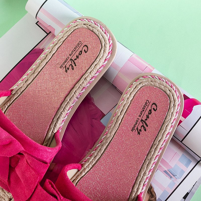 Жіночі шльопанці кольору фуксія з бантом Foas