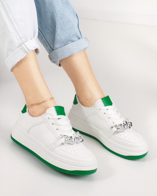 OUTLET Біло - зелене жіноче спортивне взуття з ланцюжком Nevito - Взуття