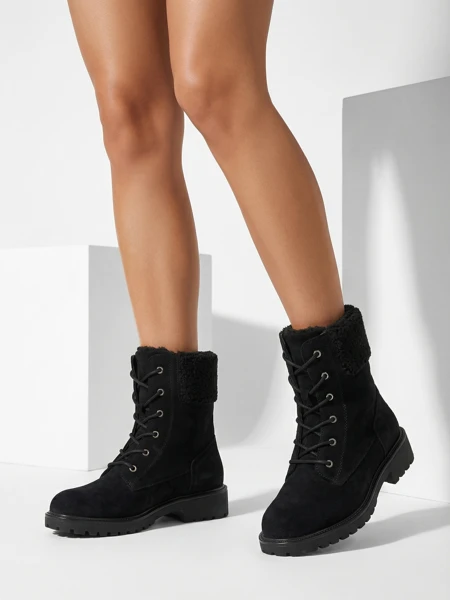 Eko semišové šněrovací dámské kotníkové boty Trevolla