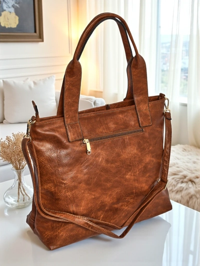 Жіноча сумка Kallistia vintage коричнева екологічна шкіра 47x30x14 см