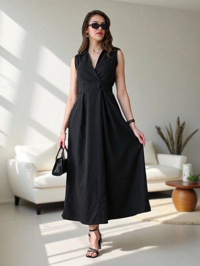 Royalfashion Жіноча безрукавна сукня з обгорткою у зоні шиї Bizness