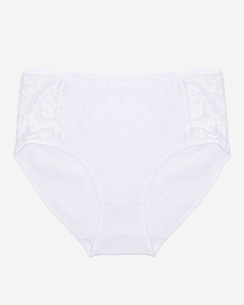 Жіночі білі бавовняні трусики з мереживом PLUS SIZE - Нижня білизна