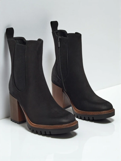 Dámské kotníkové boty Soreya z eko semiše na sloupku