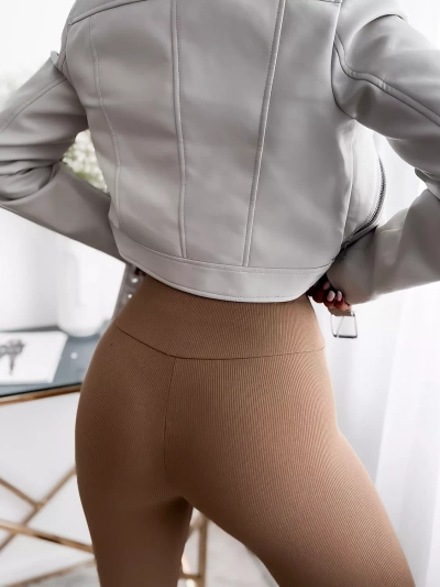 Velbloudí dámské žebrované legíny- Oblečení