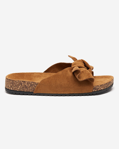 Dámské ekosemišové pantofle s mašlí v velbloudí barvě Dofro- Footwear