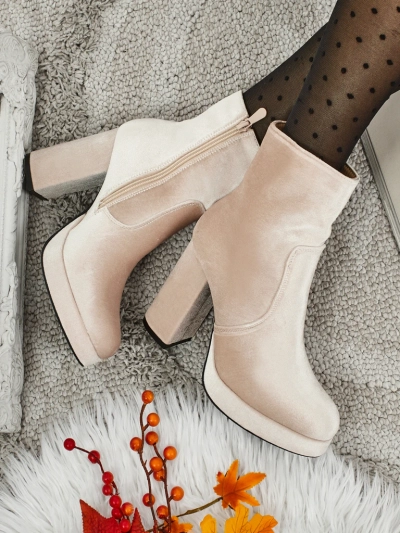 Dámské kotníkové boty na sloupku al'la Velur Miss