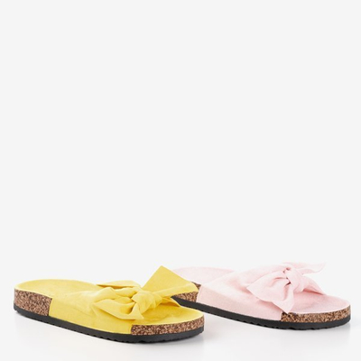 Růžové dámské žabky s mašlí Gabu - Obuv 1