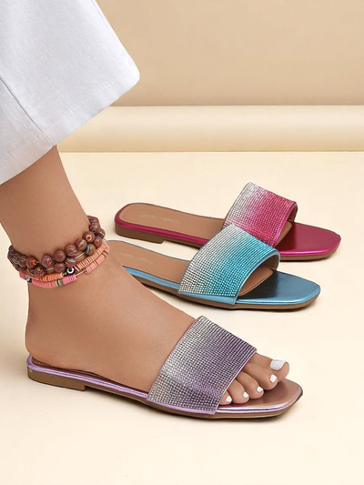 Royalfashion Dámské žabky se zirkony ShinyGlow