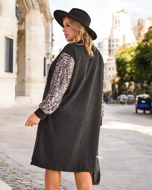 Жіноча тканинна сукня Royalfashion з декоративними рукавами РОЗМІР ПЛЮС