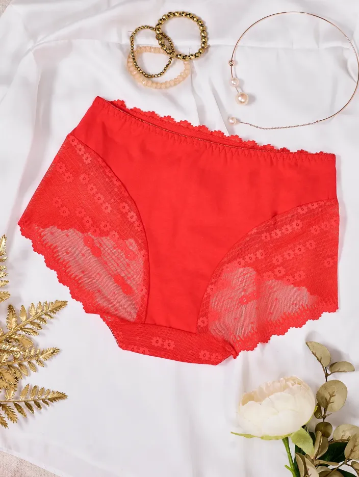 Royalfashion Bavlněné krajkové dámské hipster kalhotky VELIKOST PLUS