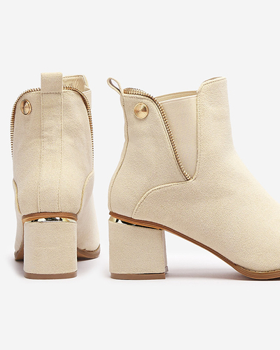 Dámské nízké kozačky na jehle v barvě ecru Xizia - Obuv