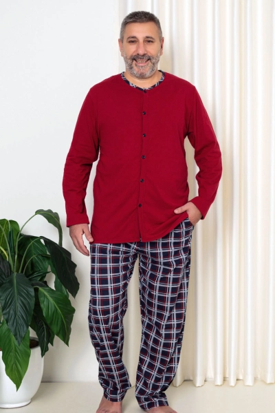 Royalfashion Pánské bavlněné kostkované pyžamo VELIKOST PLUS