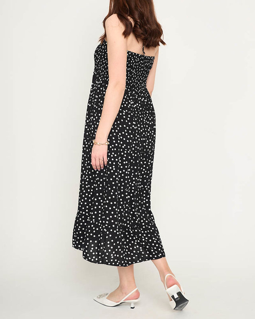 Чорна жіноча сукня міді в горошок PLUS SIZE