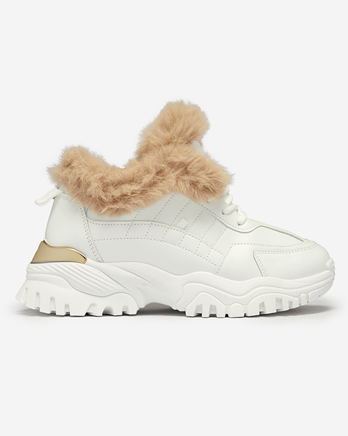 Білі утеплені кросівки з оздобленням Flixi