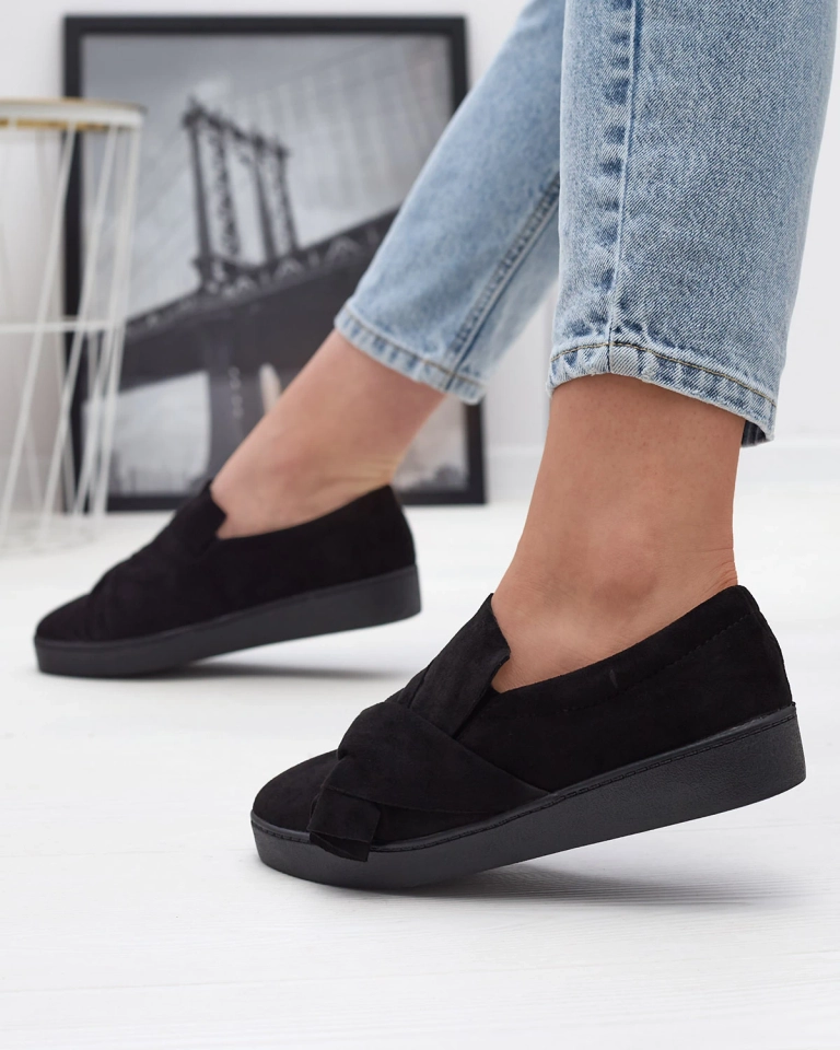 Černé dámské slip on tenisky z ekokůže Bliwix - Obuv