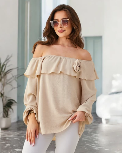 Royalfashion Dámská halenka a la španělská s volánky a květinou