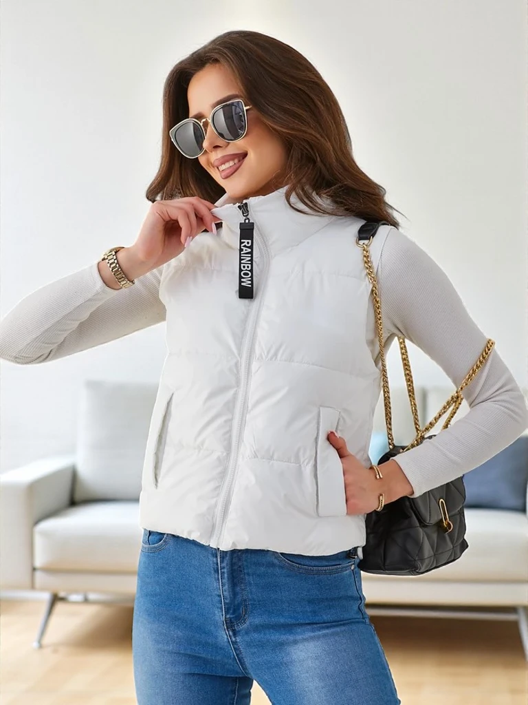 Royalfashion Dámská krátká bezrukávová bunda