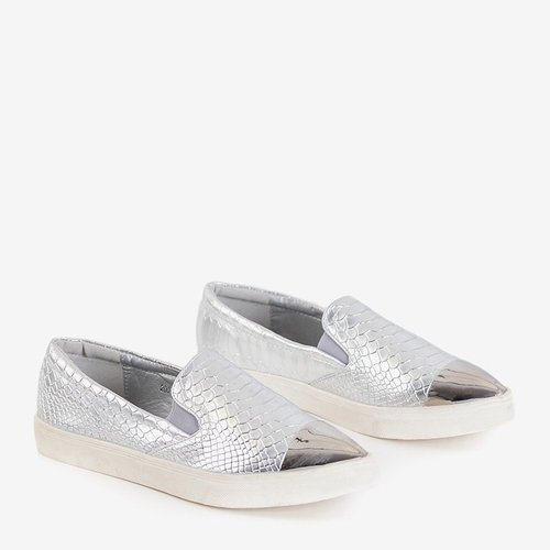 Срібні мокасини з дзеркальним носком Messaderra - Взуття