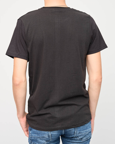 Чорна чоловіча футболка з принтом - Одяг