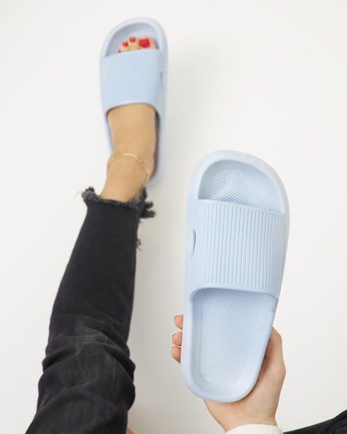 Сині гумові шльопанці з тисненням Olinda