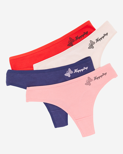 Klasická růžová bavlněná dámská tanga - Spodní prádlo