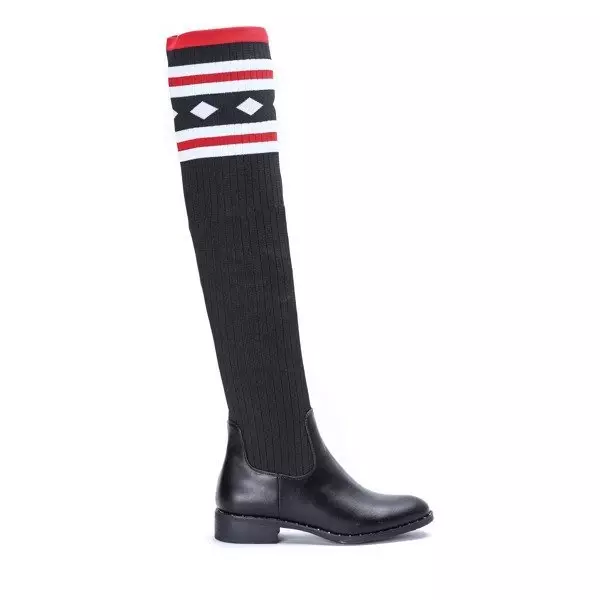 OUTLET Černé kozačky a'la plochá ponožka Salvia- Boty