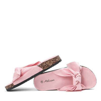 Рожеві тапочки з бантом Montiana - Взуття